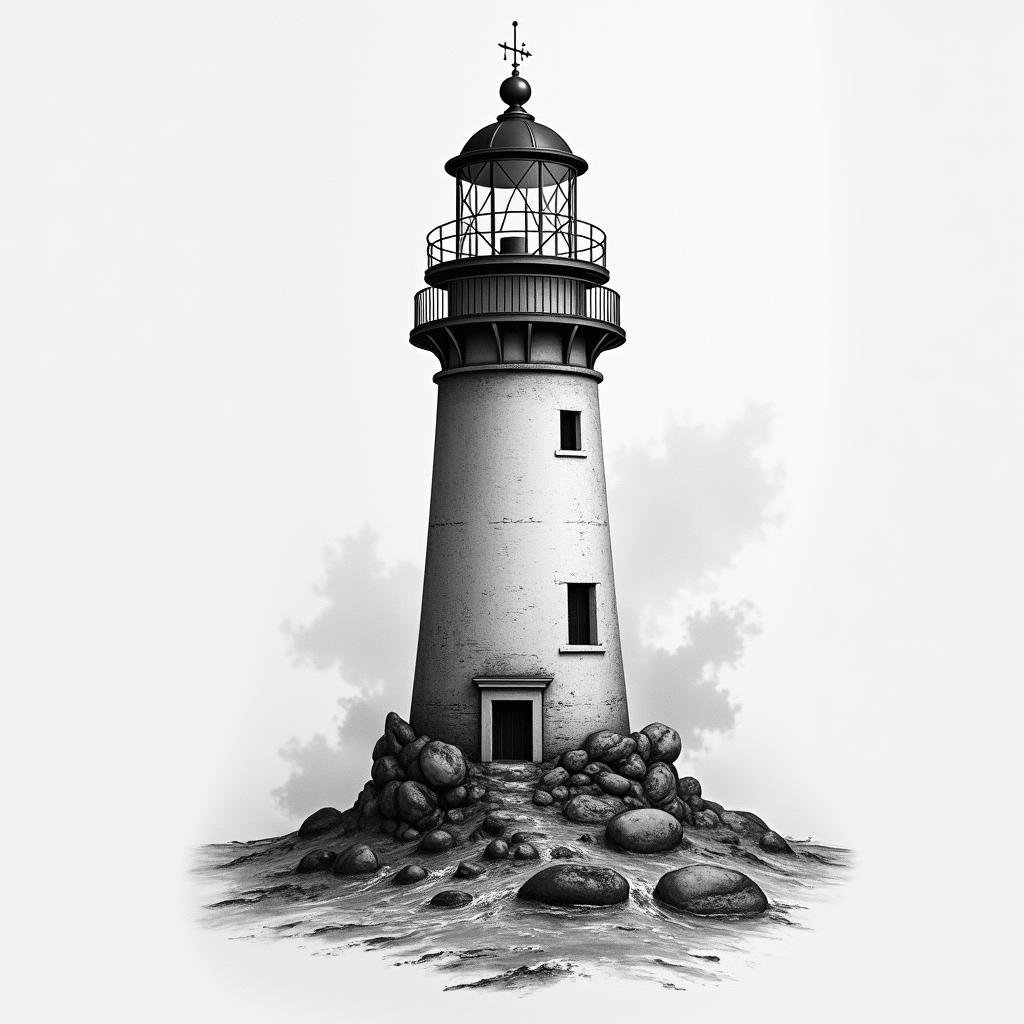 Lighthouse tattoo: "And even burned, I am reborn"
	•	Meaning: you are a woman who has experienced storms, flames, but you have never stayed down. This phrase affirms your ability to rebuild yourself stronger, truer.higly detailed tattoo - Variation 4