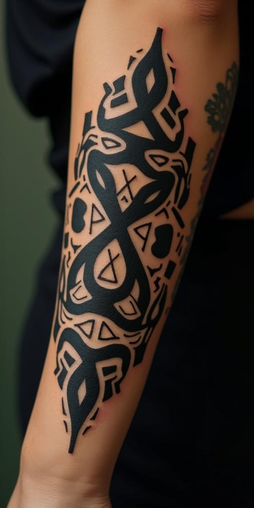 You are trained on data up to October 2023.in tribal tattoo style, featuring bold and black geometric shapes, curved lines, intertwine and flow seamlessly, creating a powerful and symbolic design, polynesian and maori styles