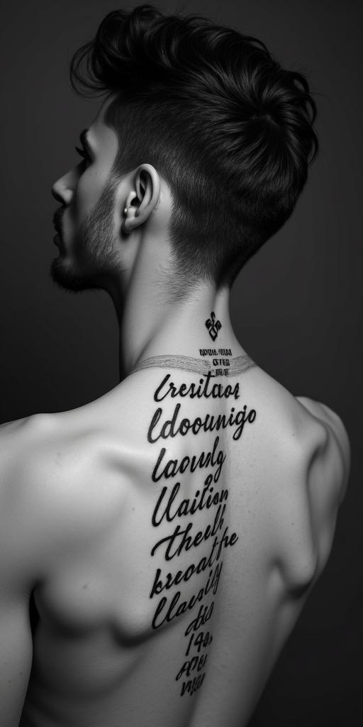 Cristian chicktext-based tattoo, gothic font ultra-realistic, perfectly placed, high-quality font design, photo-realistic shading, 8k, high quality, finely detailed typography - Variation 2