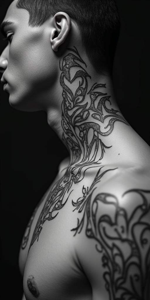 Cristian chicktext-based tattoo, gothic font ultra-realistic, perfectly placed, high-quality font design, photo-realistic shading, 8k, high quality, finely detailed typography - Variation 4