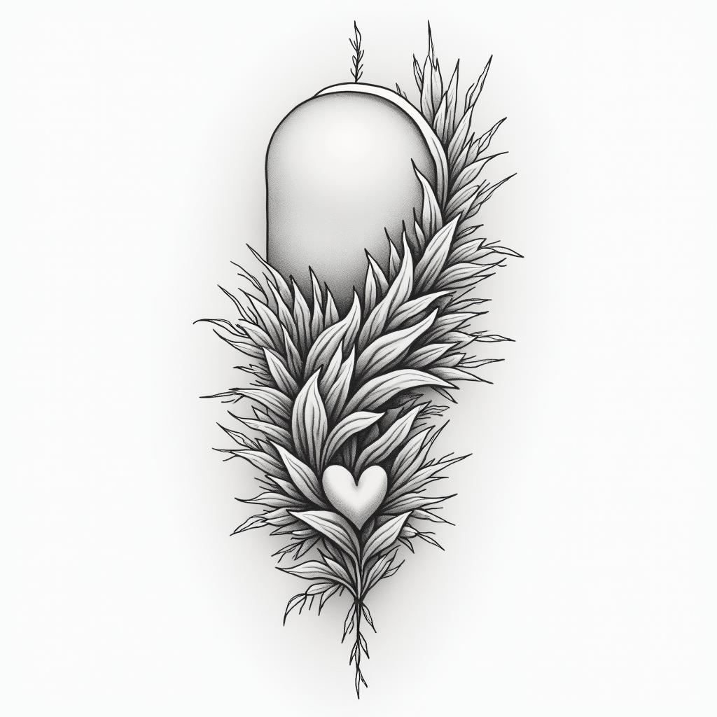 American Soldier, LGBTin Modest style tattoo, featuring soft, delicate line work with simple and meaningful symbols, gentle waves, a heart, evoking a sense of serenity and grace, - Variation 8