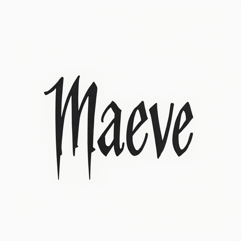 Maeveminimalist text-based tattoo, Monospace font ultra-realistic, perfectly placed, high-quality font design, photo-realistic shading, 8k, high quality, finely detailed typograph - Variation 2