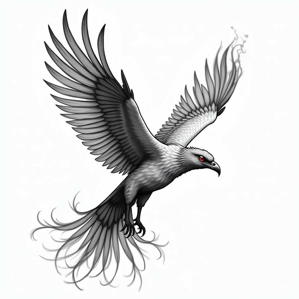 Flying phoenix with fire i still rise  water colorin new school tattoo, pop culture, modern, detailed tattoo, illustrative - Variation 2