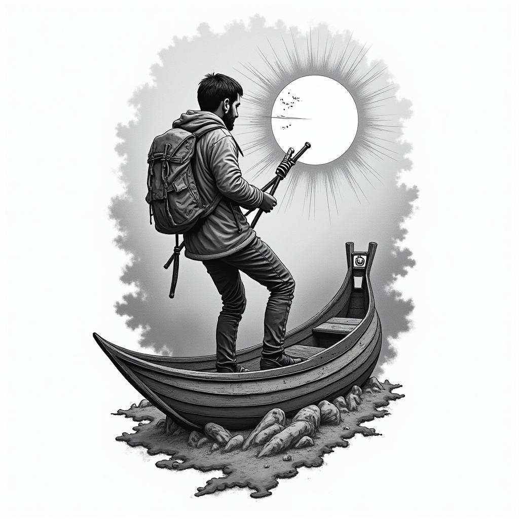 Adventure travel gameshigly detailed tattoo