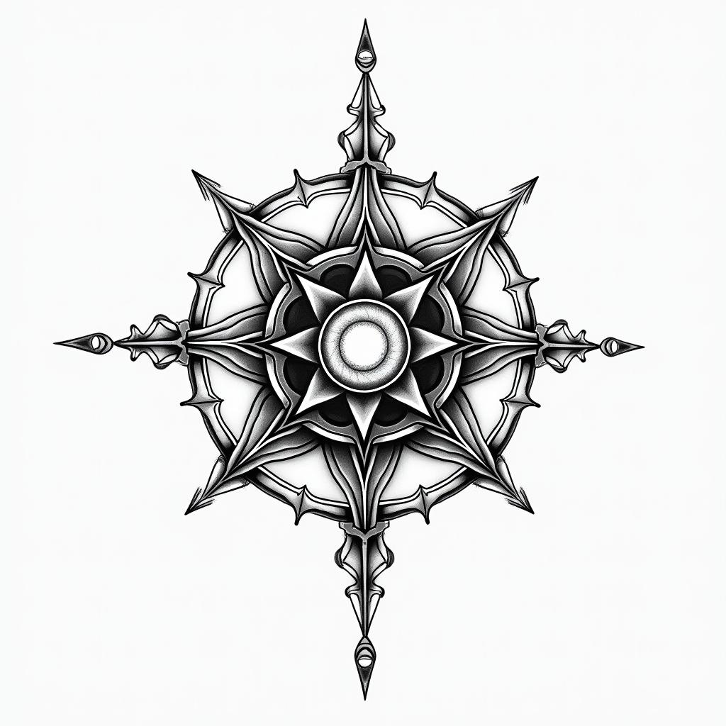 Shawn, Sagittarius, Texasin spiritual symbols tattoo style, featuring an intricate design incorporating elements, Hamsa hand, third eye, minimalist composition - Variation 3