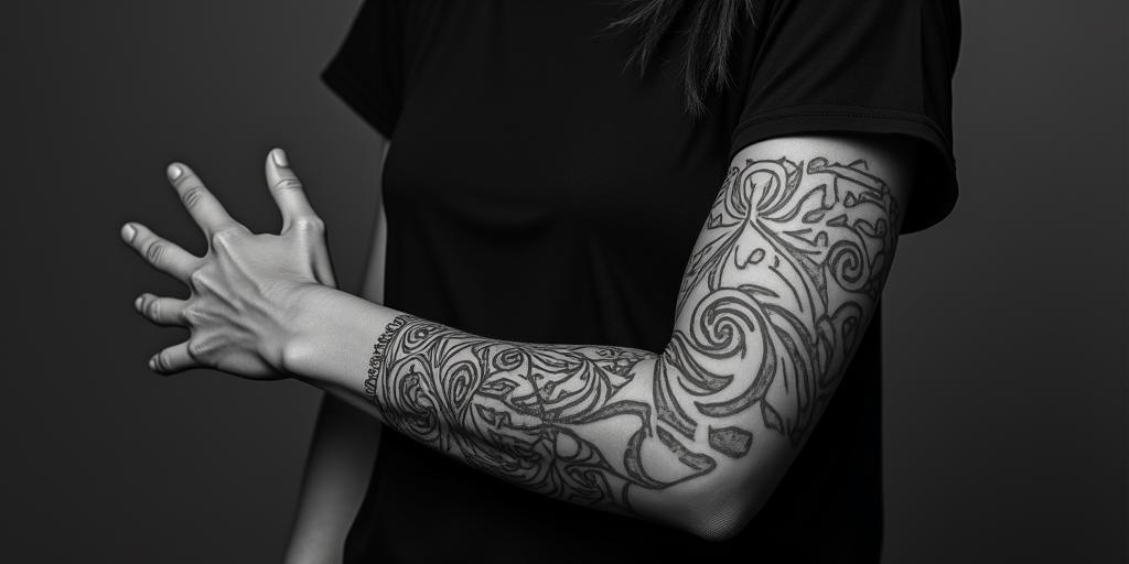 Transform a tribal arm band.higly detailed tattoo - Variation 2