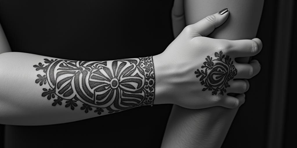 Transform a tribal arm band.higly detailed tattoo - Variation 4