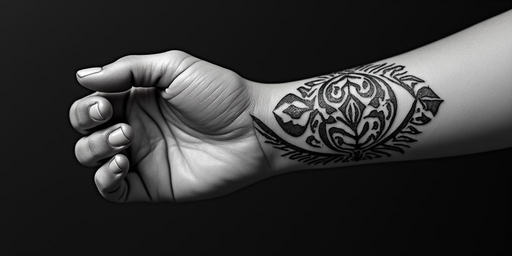 Transform a tribal arm band.higly detailed tattoo - Variation 3