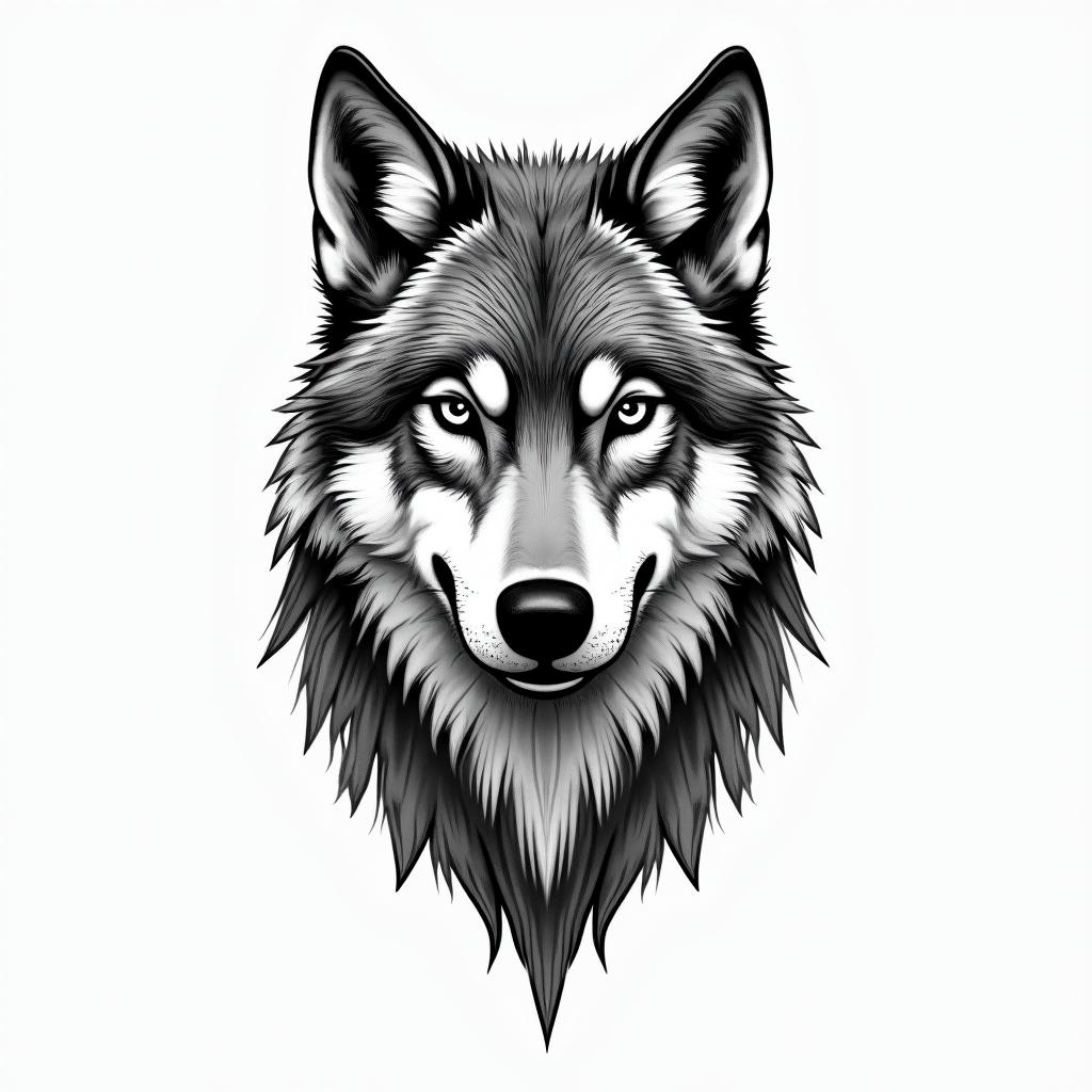 Wolfin new school tattoo, pop culture, modern, detailed tattoo, illustrative