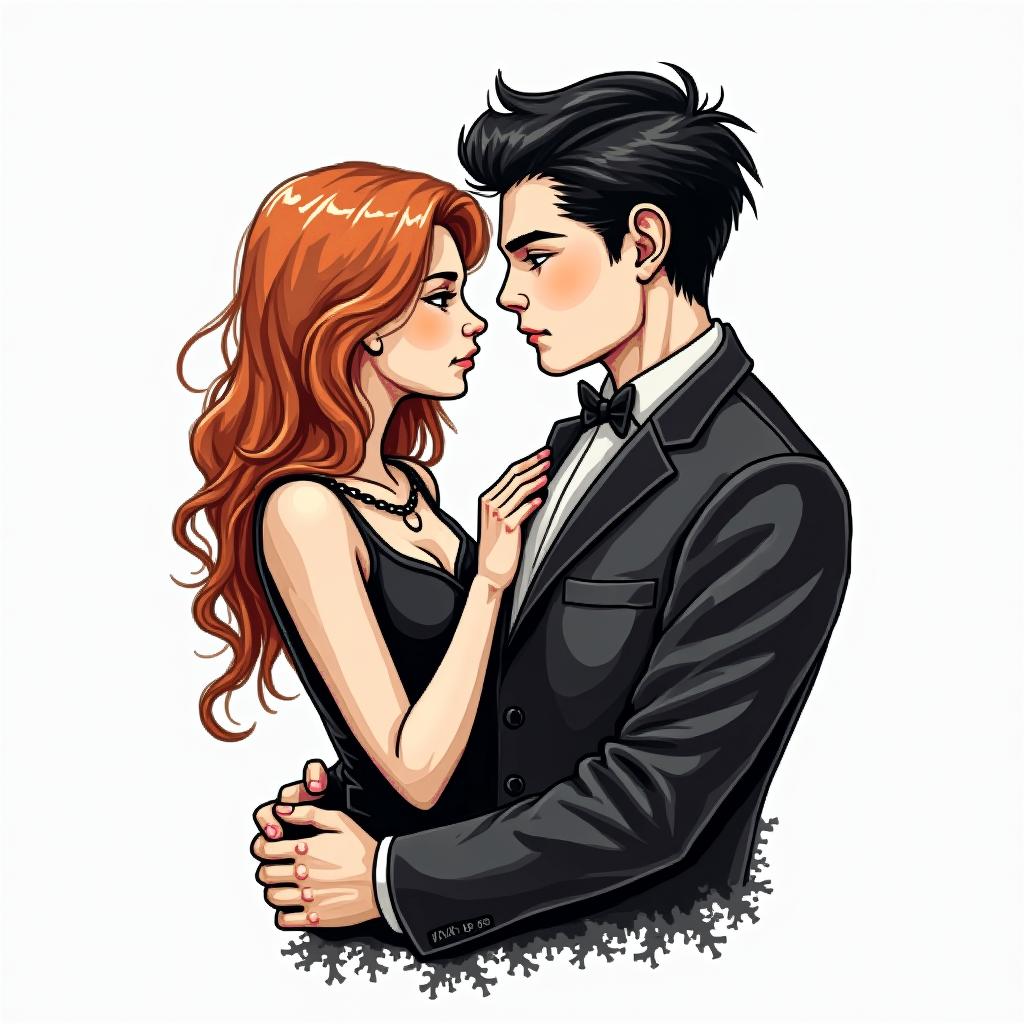 Gaming gothic married couple with gaming and stoner aspects and an orange cat and tuxedo cat and our sonin 8-bit tattoo style, minimalistic pixel style tattoo, pixel art with simplified shapes and retro gaming visuals, inspired by 8-bit pixel based detailing - Variation 4