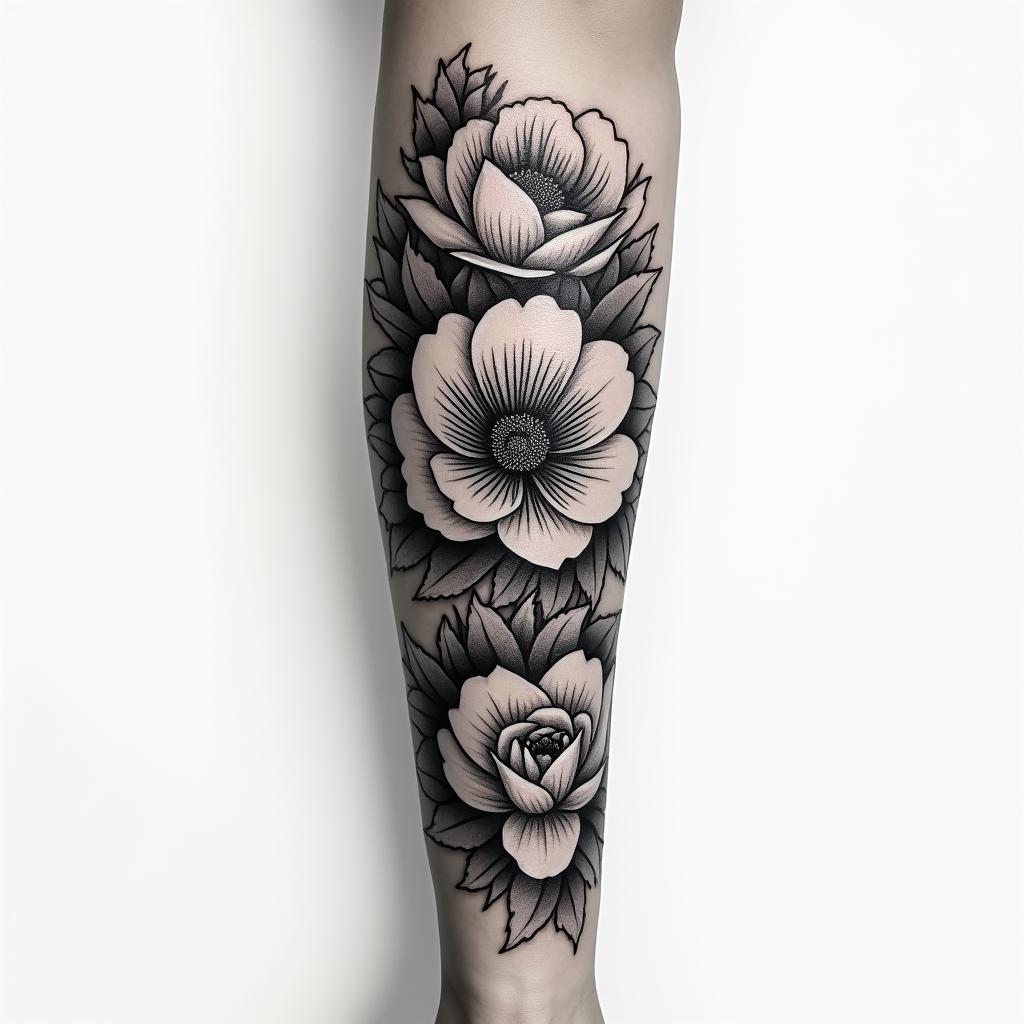 Floral sleevehigly detailed tattoo