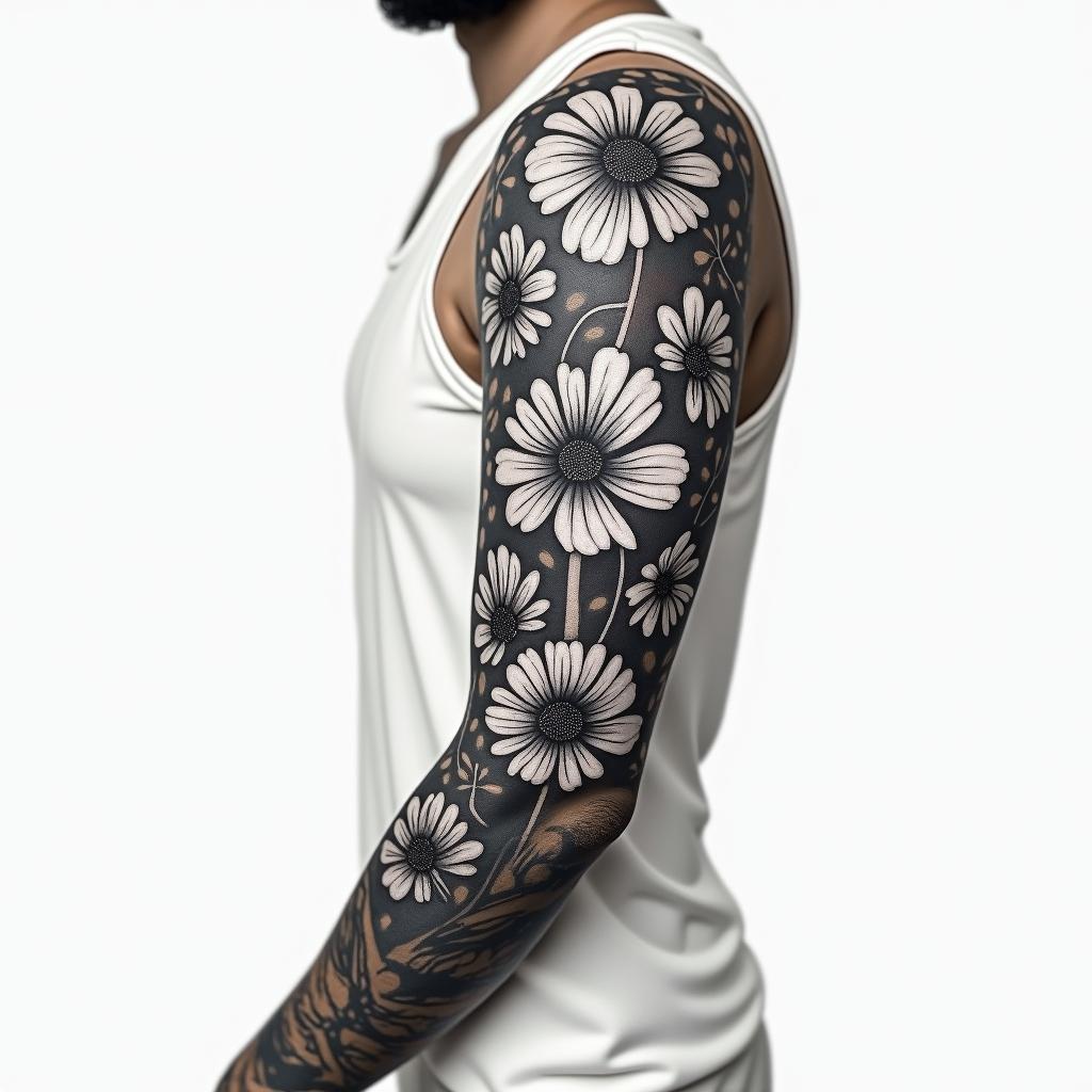 Floral sleevehigly detailed tattoo - Variation 4