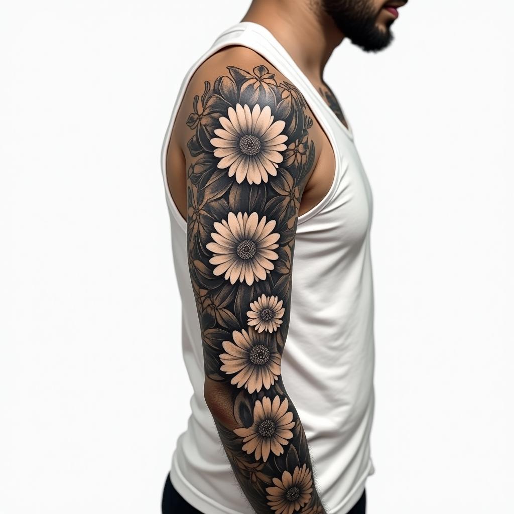 Floral sleevehigly detailed tattoo - Variation 3