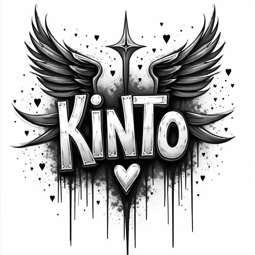 You are trained on data up to October 2023.in graffiti style tattoo, featuring bold and dynamic street art elements, spray-paint texture with exaggerated lines and expressive, chaotic brushstrokes, intricate lettering incorporated with graffiti tags, symbols like hearts, stars, and wings - Variation 3