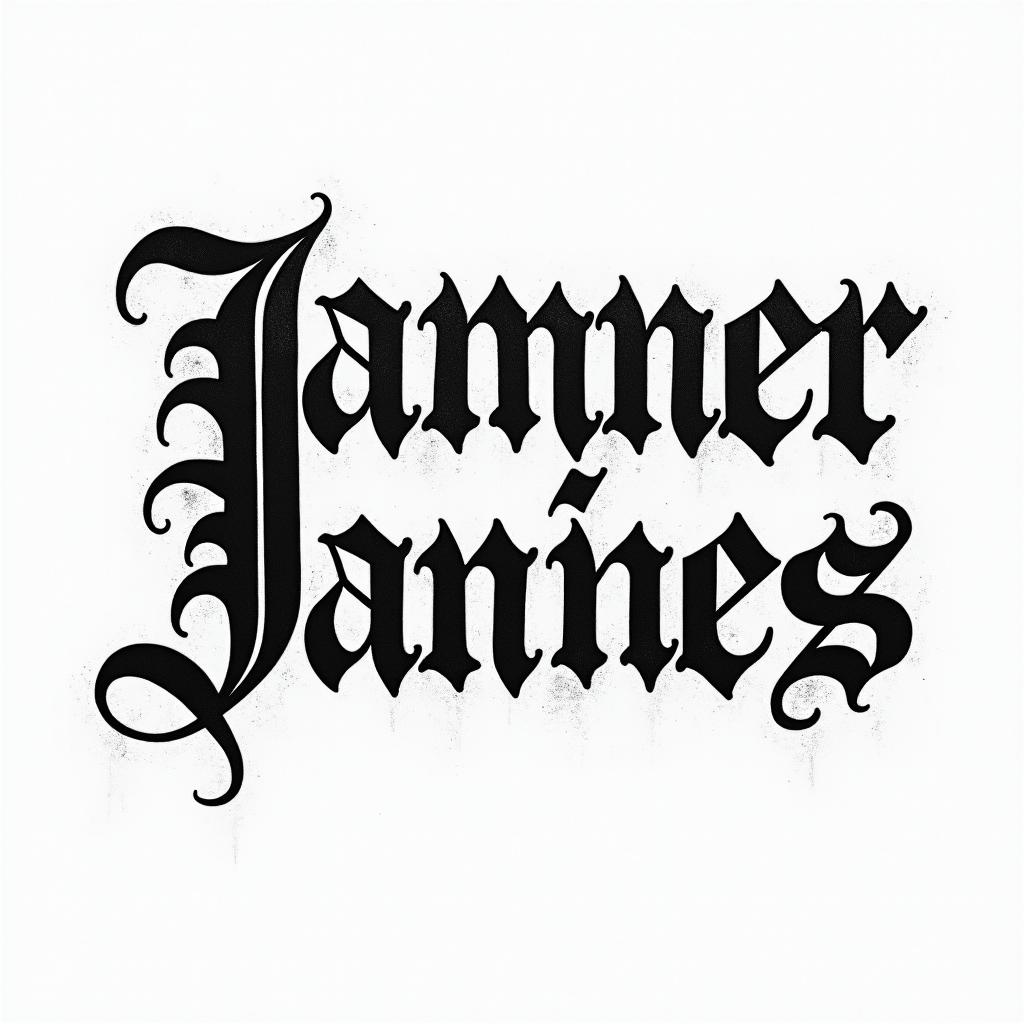 1995 jarvisstext-based tattoo, gothic font ultra-realistic, perfectly placed, high-quality font design, photo-realistic shading, 8k, high quality, finely detailed typography - Variation 4
