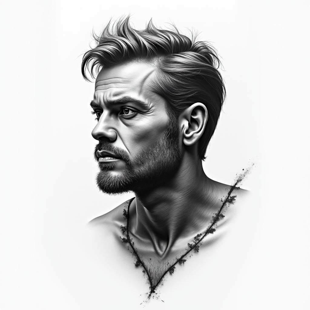 Man tattoohigly detailed tattoo