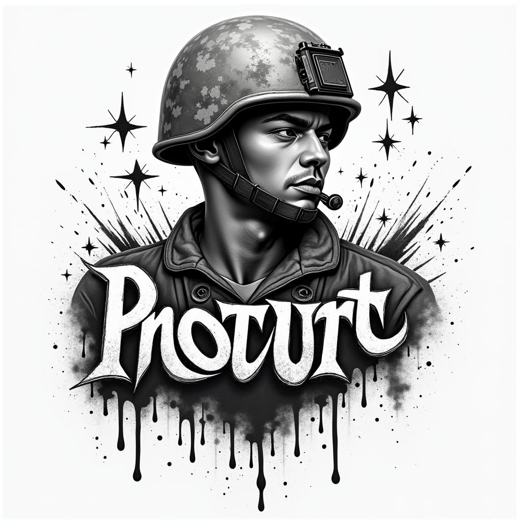 American Soldier, LGBTin graffiti style tattoo, featuring bold and dynamic street art elements, spray-paint texture with exaggerated lines and expressive, chaotic brushstrokes, intricate lettering incorporated with graffiti tags, symbols like hearts, stars, and wings