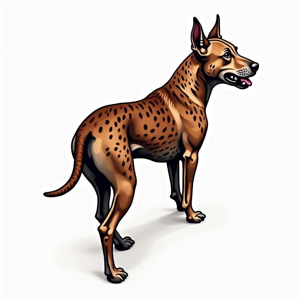 Picture of a brown Colby PITTBULL with dark brindle stripes down its backin new school tattoo, pop culture, modern, detailed tattoo, illustrative