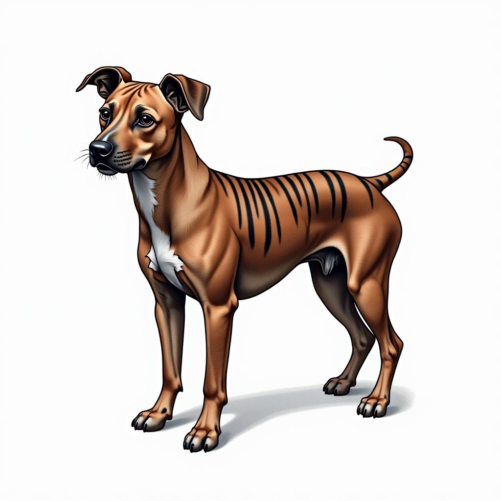 Picture of a brown Colby PITTBULL with dark brindle stripes down its backin new school tattoo, pop culture, modern, detailed tattoo, illustrative - Variation 4