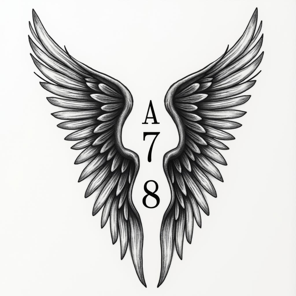 Small wrist, tattoo of Angel, wings. Initial and middle and date on the bottomhigly detailed tattoo - Variation 4