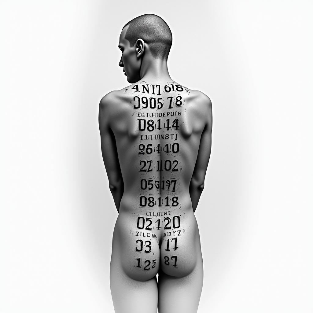 Using Six birthdates to create a human formtext-based tattoo, gothic font ultra-realistic, perfectly placed, high-quality font design, photo-realistic shading, 8k, high quality, finely detailed typography