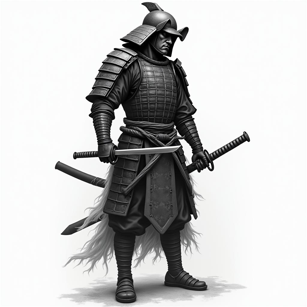 Samurai with a katanahigly detailed tattoo - Variation 16