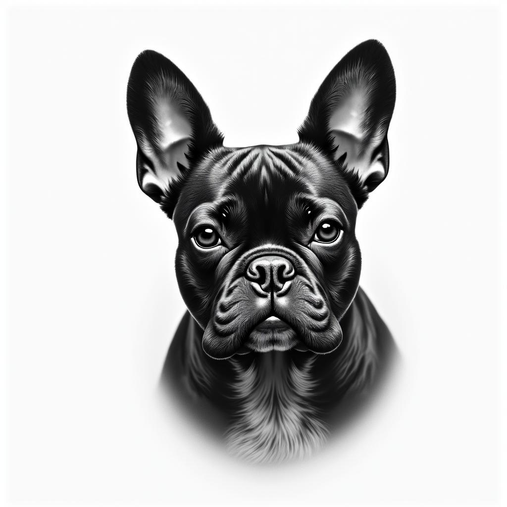 French bull dogshigly detailed tattoo - Variation 2