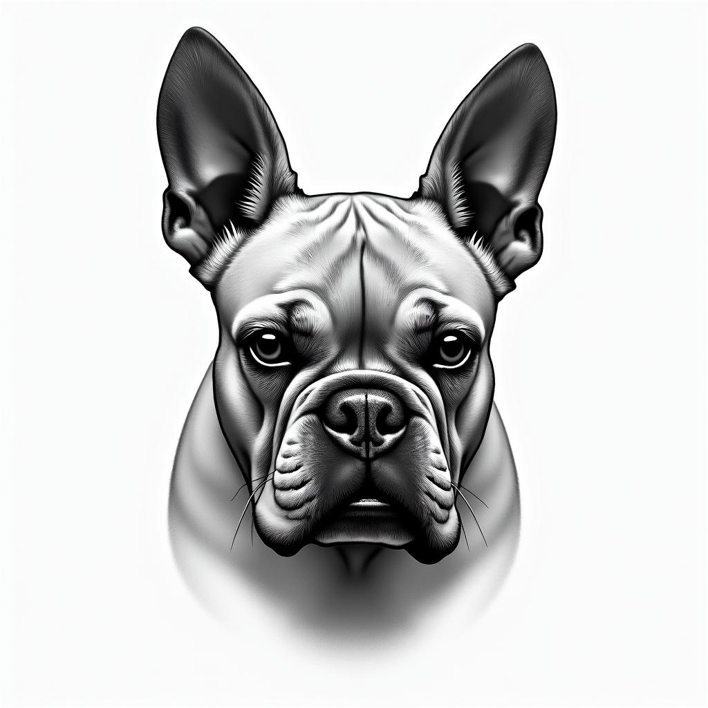 French bull dogshigly detailed tattoo - Variation 3