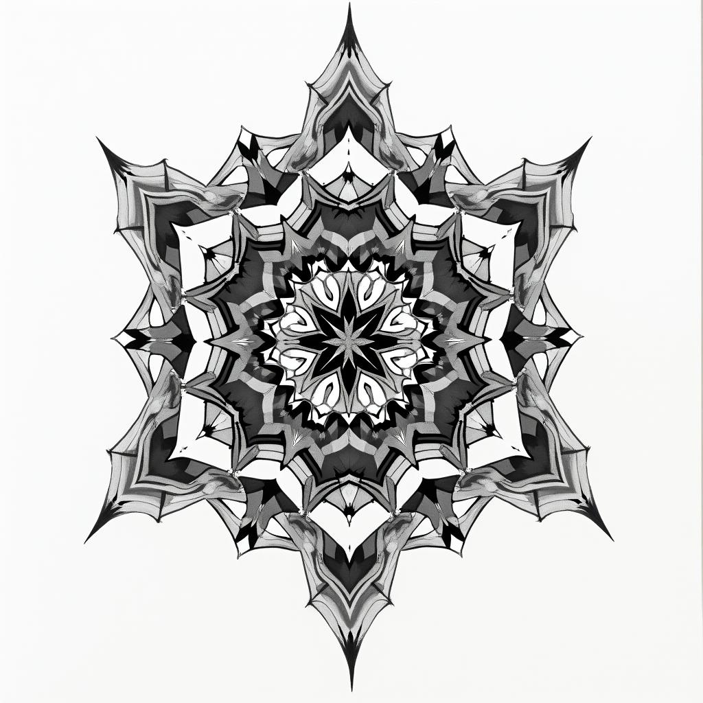 2001-03-24 2003-02-06 2005-03-14 2017-02-11 2018-06-03 1986-12-30 in geometric style tattoo, blending hexagons, mandala-inspired patterns, symmetrical and fractal design, clean lines, sharp angles - Variation 4