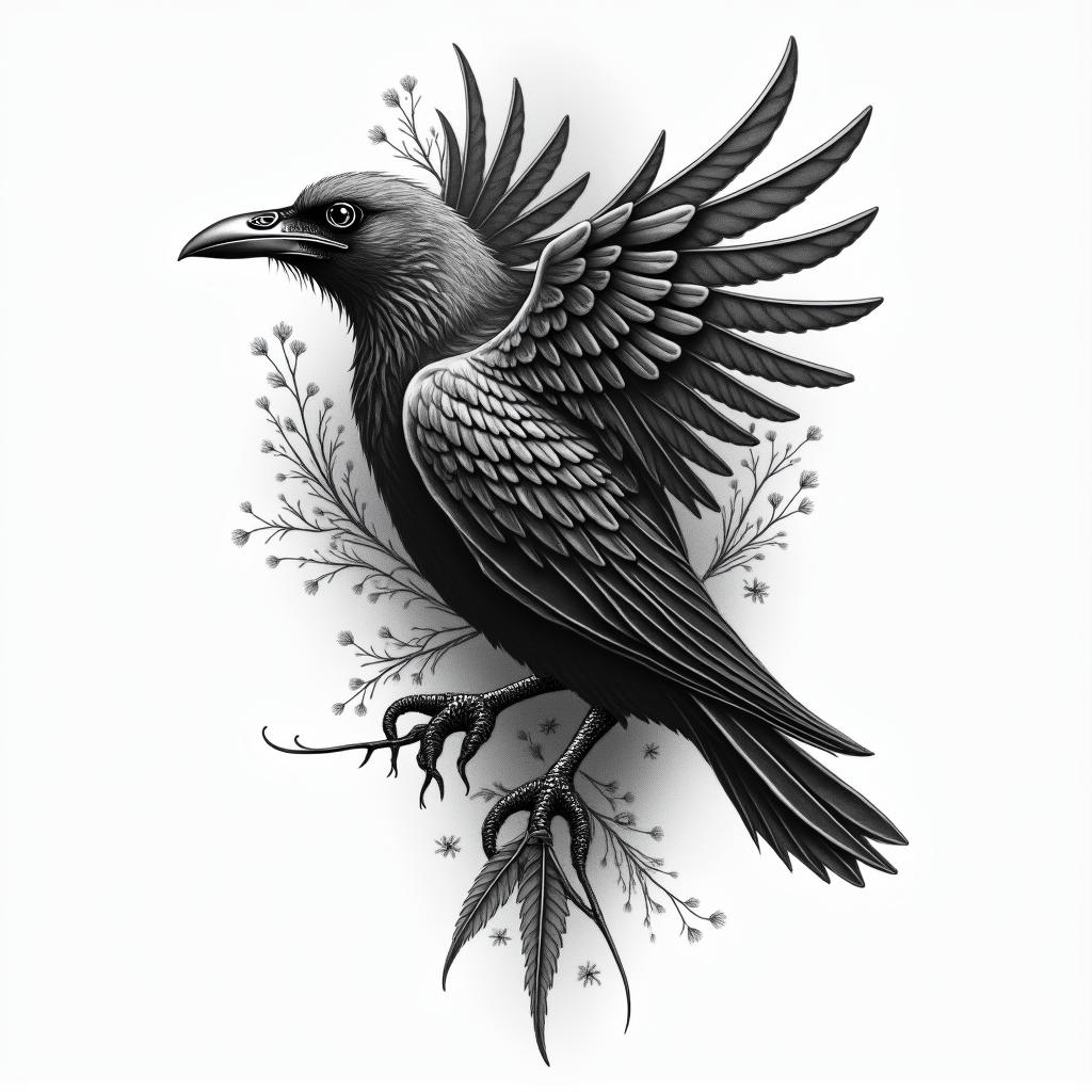 Raven Nordichigly detailed tattoo - Variation 12