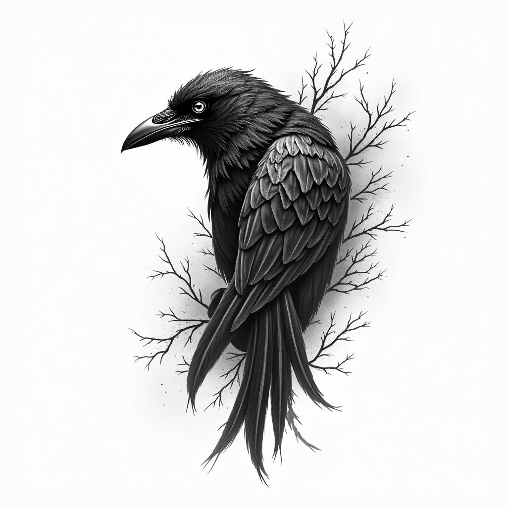 Raven Nordichigly detailed tattoo - Variation 9