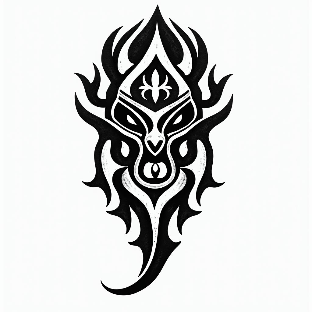 Raidersin tribal tattoo style, featuring bold and black geometric shapes, curved lines, intertwine and flow seamlessly, creating a powerful and symbolic design, polynesian and maori styles - Variation 2