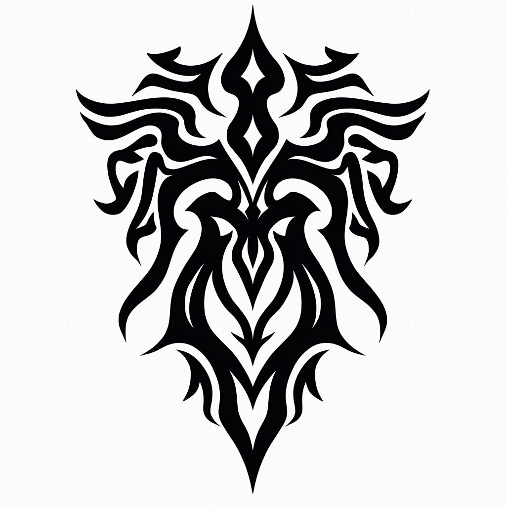 Raidersin tribal tattoo style, featuring bold and black geometric shapes, curved lines, intertwine and flow seamlessly, creating a powerful and symbolic design, polynesian and maori styles - Variation 3