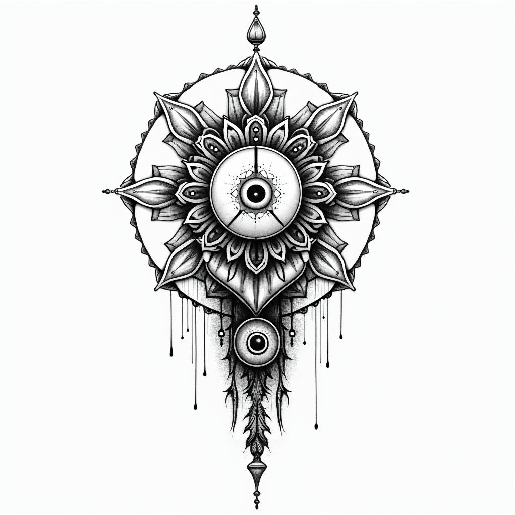 Timothy, Gemini, Lafayettein spiritual symbols tattoo style, featuring an intricate design incorporating elements, Hamsa hand, third eye, minimalist composition - Variation 4