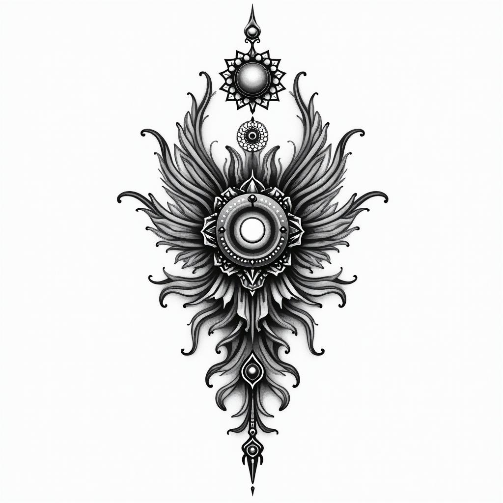Timothy, Gemini, Lafayettein spiritual symbols tattoo style, featuring an intricate design incorporating elements, Hamsa hand, third eye, minimalist composition - Variation 2