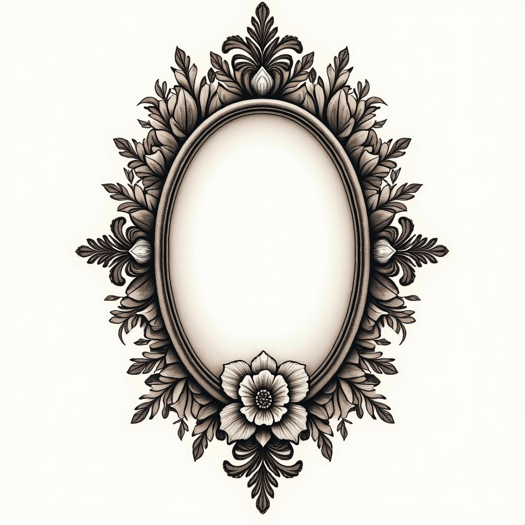 Use the dates 2001 -03-24 2003-02-06 2005-03-14 2017-02-11 2018-06-03 1986-12-30 to make many paths tattooin victorian style tattoo, featuring vintage and elegant elements, ornate frames, roses, antique, sepia-toned color scheme - Variation 3