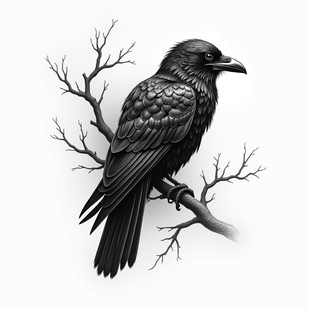 Raven Nordichigly detailed tattoo - Variation 5