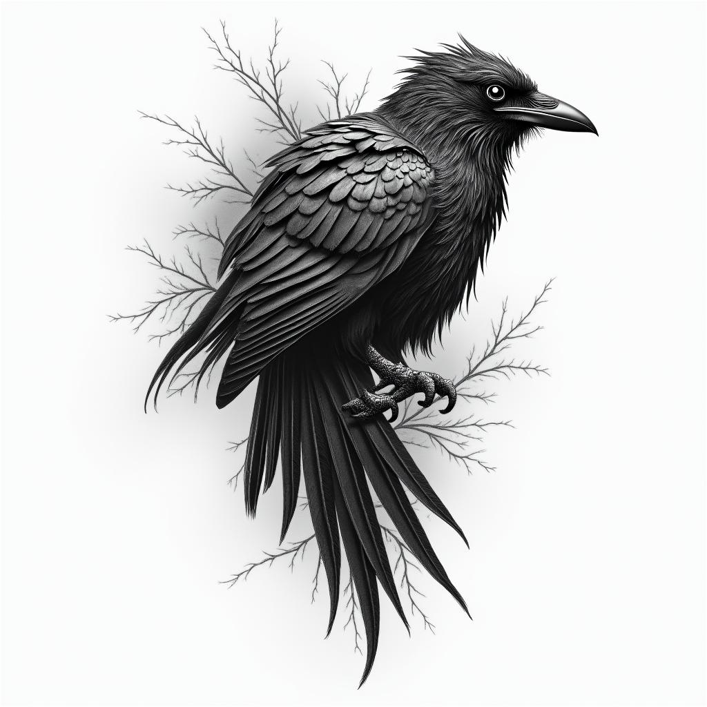 Raven Nordichigly detailed tattoo - Variation 6