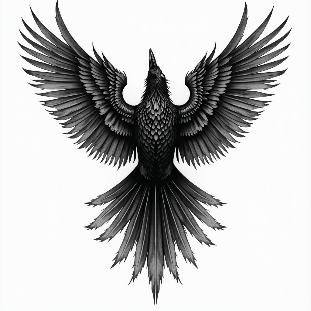 Raven Nordichigly detailed tattoo - Variation 8