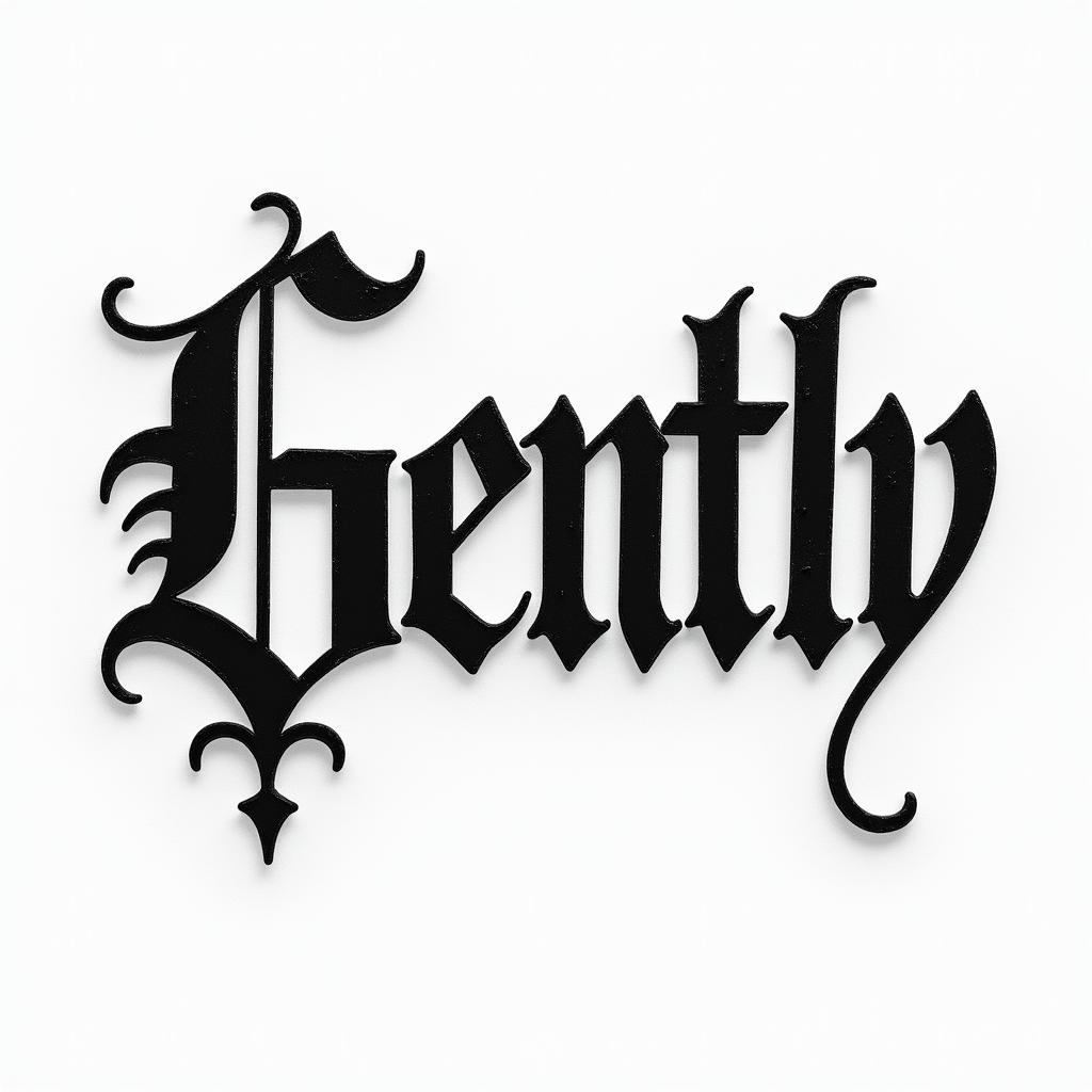 Gentle Arttext-based tattoo, gothic font ultra-realistic, perfectly placed, high-quality font design, photo-realistic shading, 8k, high quality, finely detailed typography - Variation 2