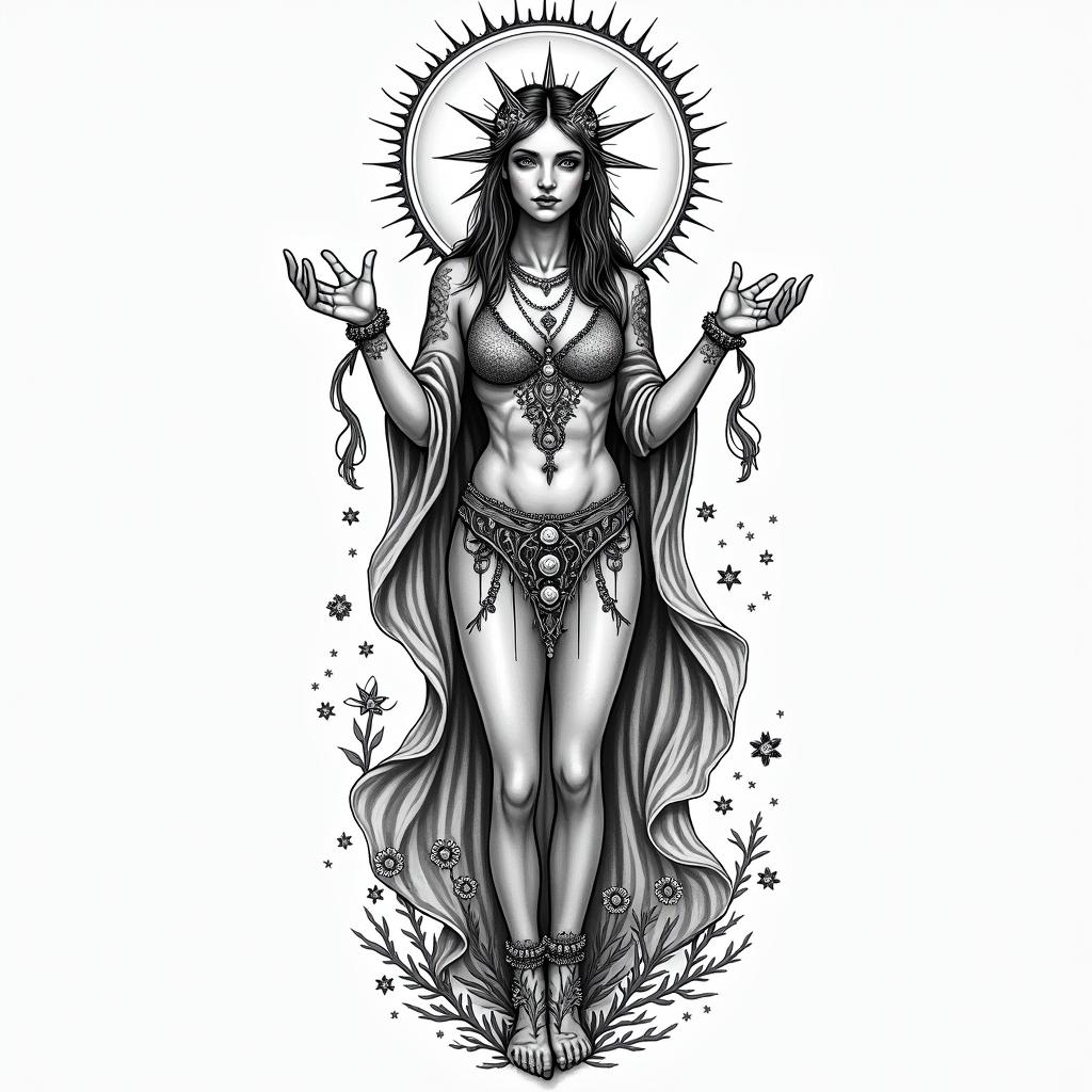 Tarotin bohemian style tattoo, 8k - Variation 4