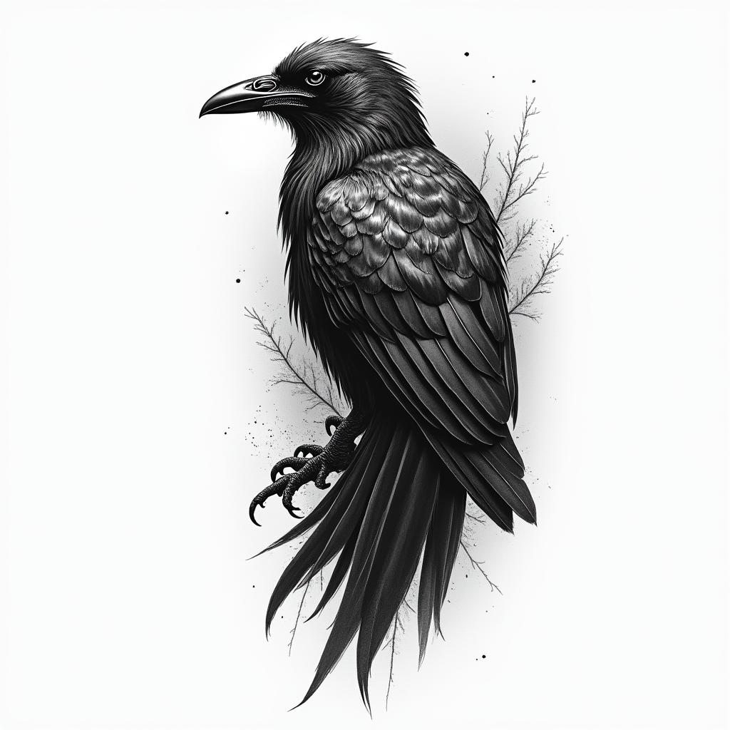 Raven Nordichigly detailed tattoo - Variation 2