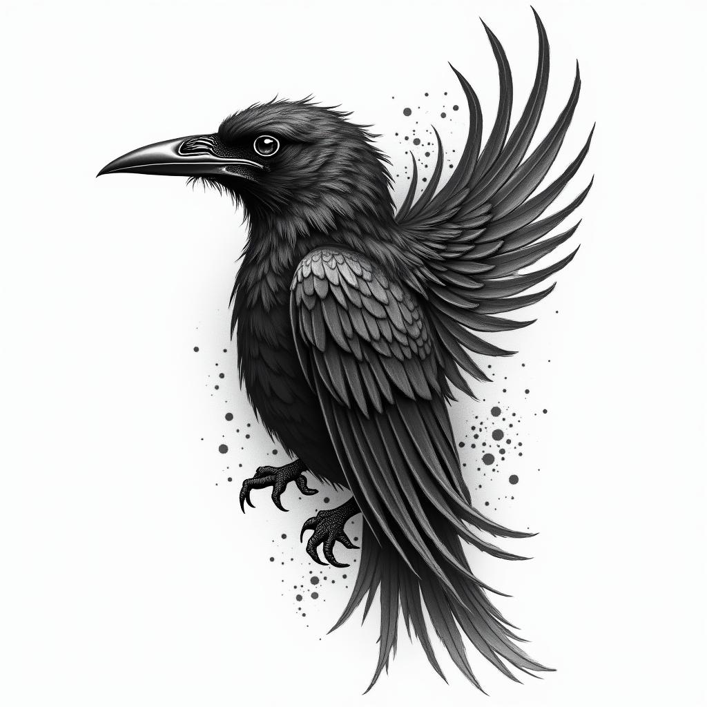 Raven Nordichigly detailed tattoo - Variation 3