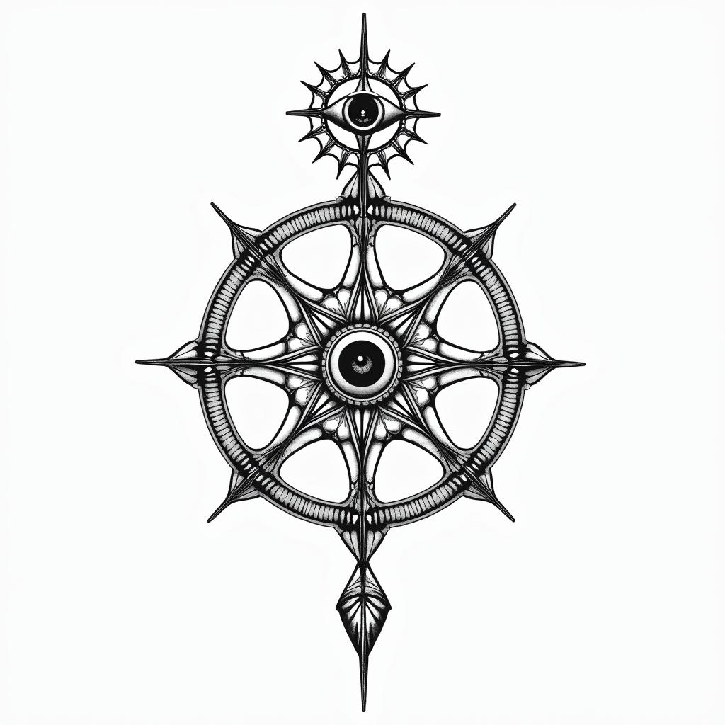 Luke, Aquarius, Eastleighin spiritual symbols tattoo style, featuring an intricate design incorporating elements, Hamsa hand, third eye, minimalist composition - Variation 4