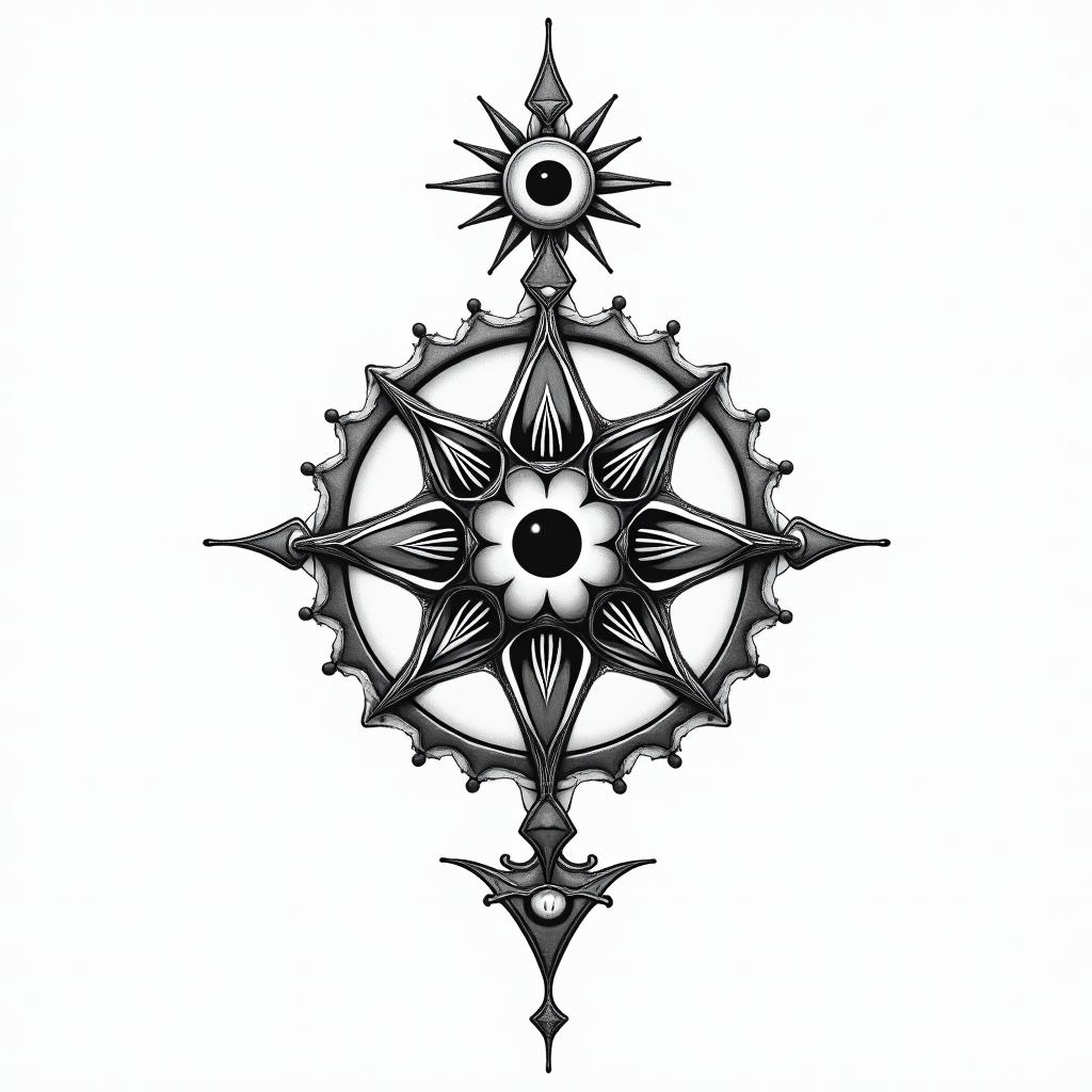 Luke, Aquarius, Eastleighin spiritual symbols tattoo style, featuring an intricate design incorporating elements, Hamsa hand, third eye, minimalist composition - Variation 2