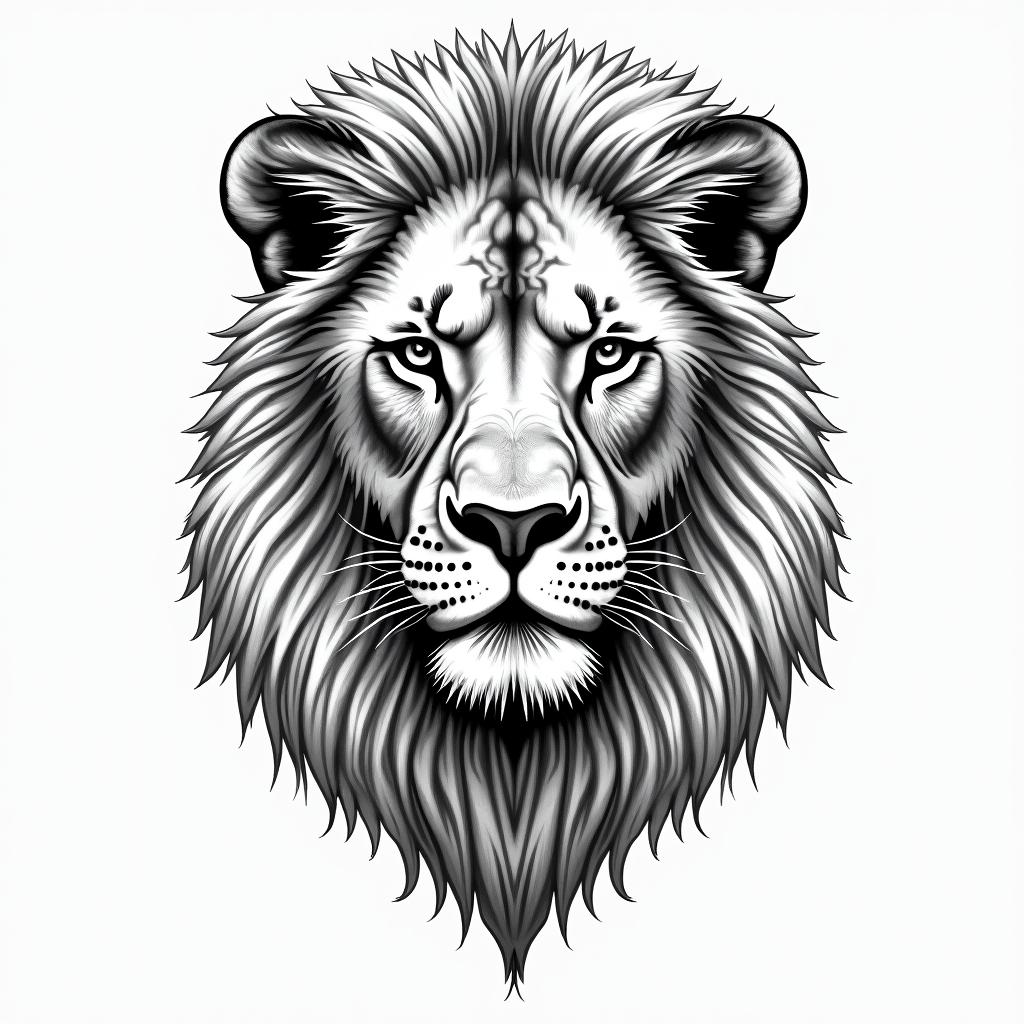 I was born on June 29, 2000, I like lions, I like realism and shadows, I strongly believe that if you really put effort into something, you can achieve it, or another phrase is to believe in yourself. I have a small family, it's just the three of us: my mom and my dad.in dotwork style tattoo, complex mandala patterns, interlocking geometric shapes with sharp symmetry, clean lines, sharp angles