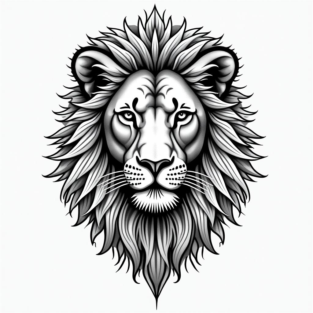 I was born on June 29, 2000, I like lions, I like realism and shadows, I strongly believe that if you really put effort into something, you can achieve it, or another phrase is to believe in yourself. I have a small family, it's just the three of us: my mom and my dad.in dotwork style tattoo, complex mandala patterns, interlocking geometric shapes with sharp symmetry, clean lines, sharp angles - Variation 2