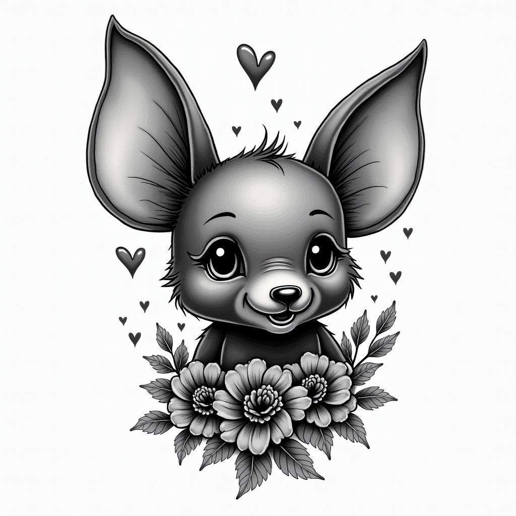 Dumboin authentic tattoo style, incorporating traditional modifications, bold black outlines, solid color fills, featuring classic authentic elements - Variation 7