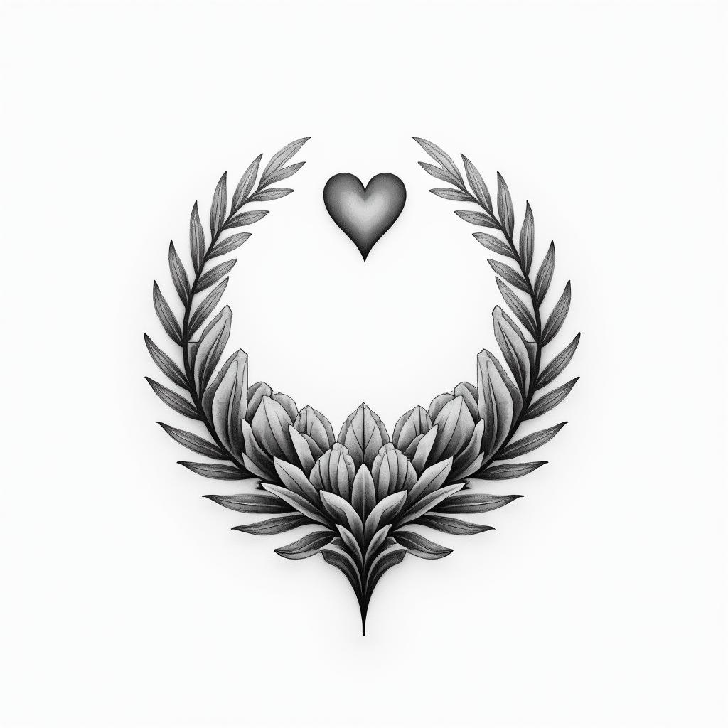 My past lifein Modest style tattoo, featuring soft, delicate line work with simple and meaningful symbols, gentle waves, a heart, evoking a sense of serenity and grace,