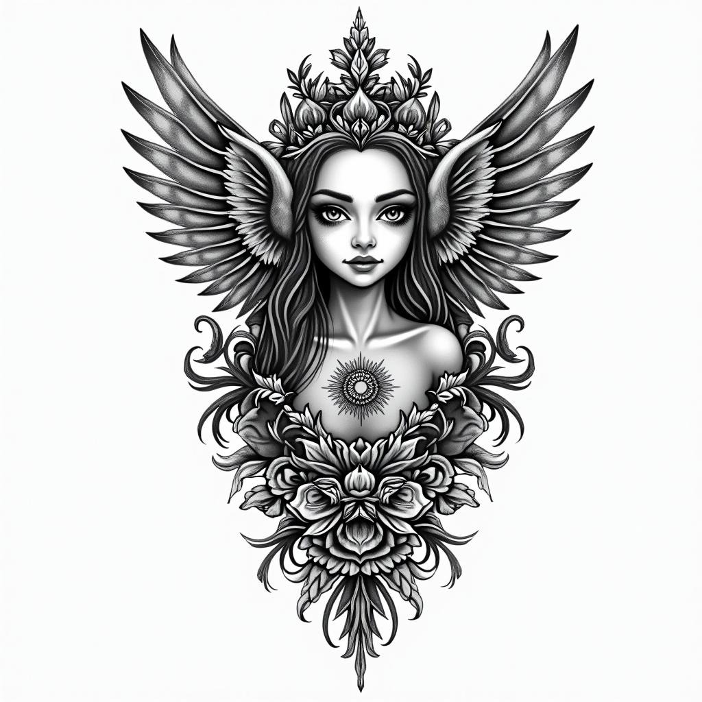 Xioalex Khrissnnain bohemian style tattoo, 8k